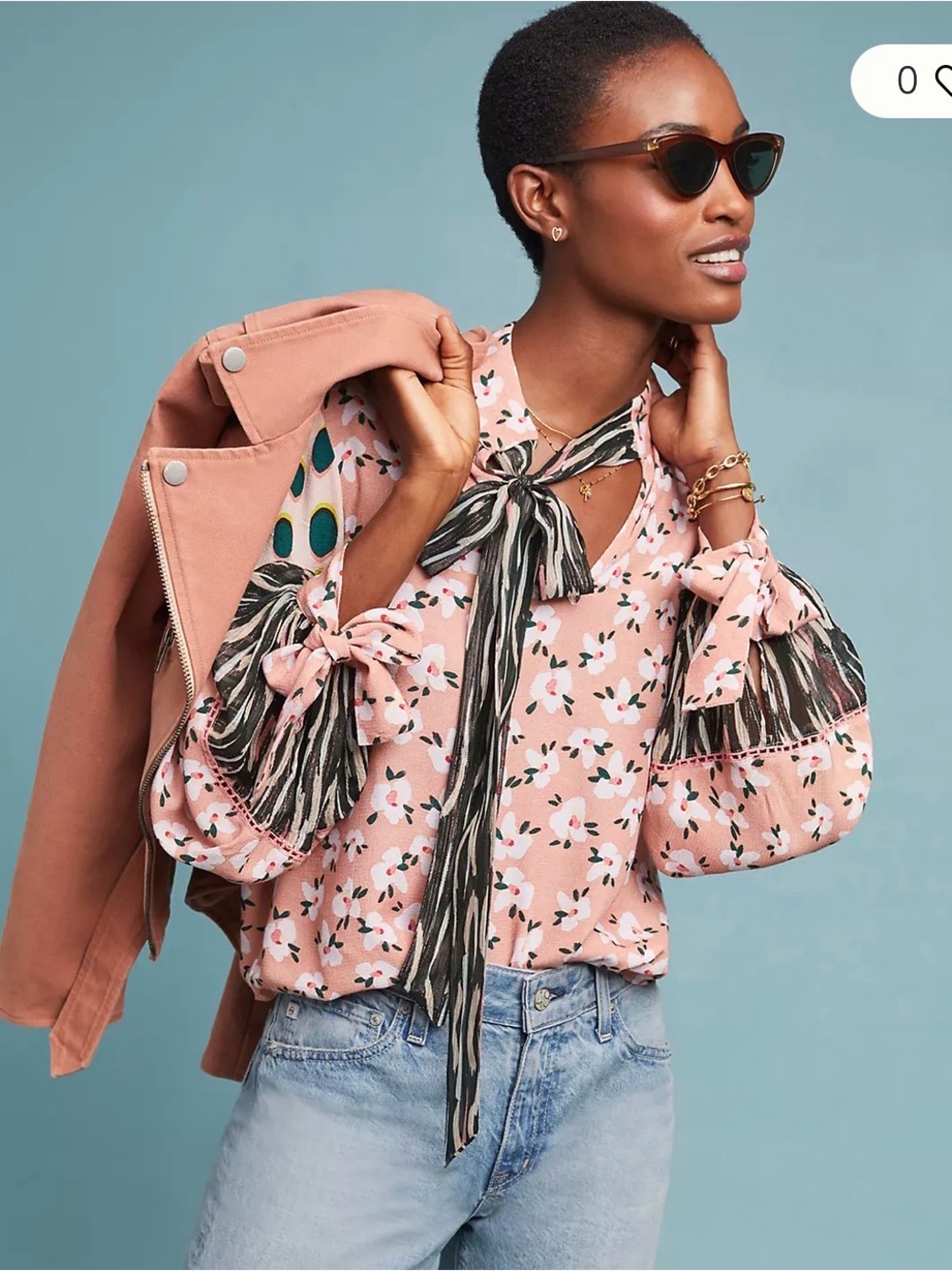 Rare Anthropologie Velia Tie Neck Blouse S by Bl-nk small